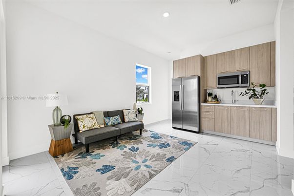 Interior, Kitchen, Living room, Marble, Recessed Lighting, Stainless Steel Appliances