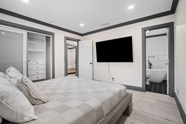 Bathroom, Bedroom, Interior, Recessed Lighting, Wood Texture Flooring