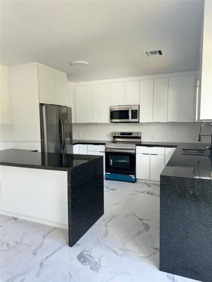 Interior, Kitchen, Marble, Recessed Lighting, Stainless Steel Appliances