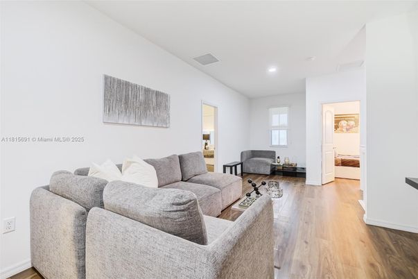 Interior, Living room, Recessed Lighting, Wood Texture Flooring
