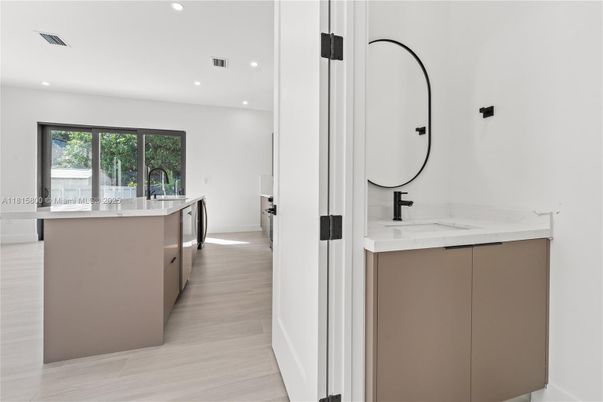 Interior, Kitchen, Recessed Lighting, Wood Texture Flooring