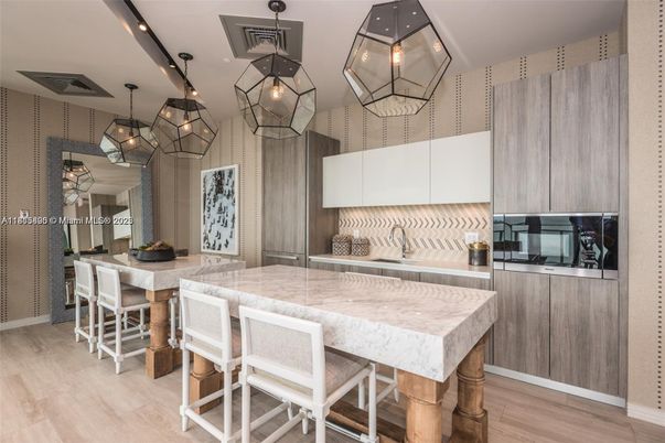 Interior, Kitchen, Pendant Lights, Wood Texture Flooring
