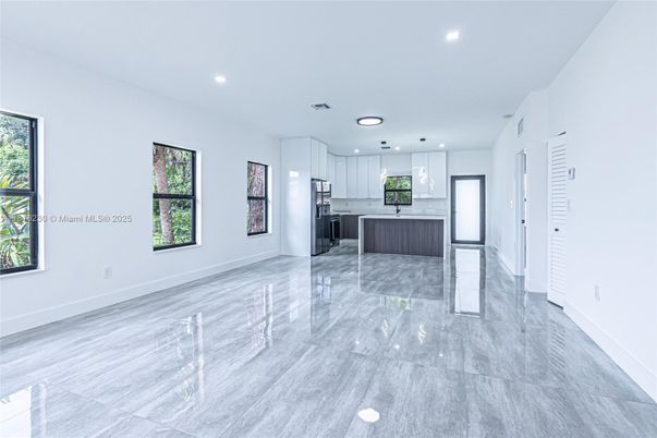 Empty room, Interior, Kitchen, Pendant Lights, Recessed Lighting