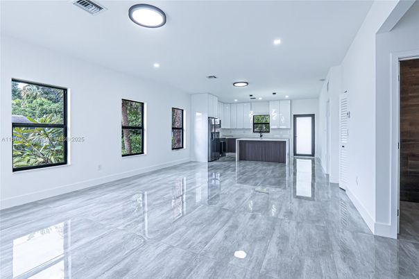 Empty room, Interior, Kitchen, Pendant Lights, Recessed Lighting