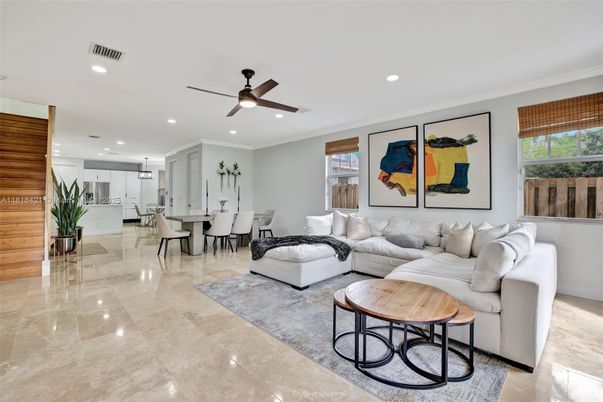 Dining room, Interior, Kitchen, Living room, Recessed Lighting