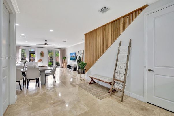 Dining room, Fireplace, Interior, Recessed Lighting