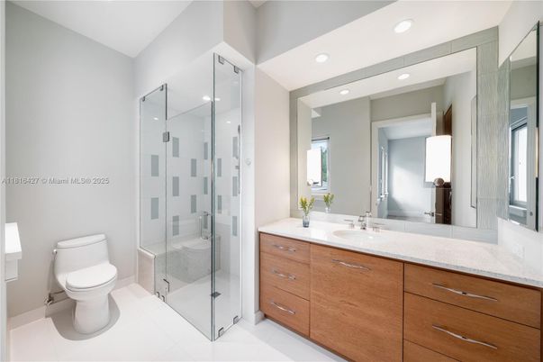 Bathroom, Dual Sink Vanities, Glass Shower, Interior, Recessed Lighting