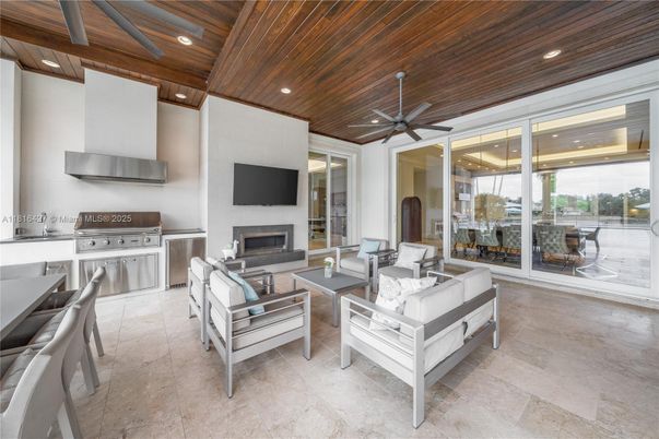 Fireplace, Interior, Living room, Recessed Lighting, Wooden Ceilings