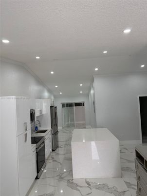 Interior, Kitchen, Marble, Recessed Lighting, Stainless Steel Appliances