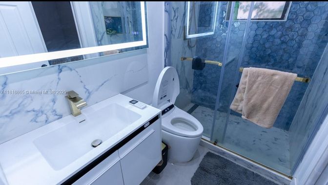 Bathroom, Glass Shower, Interior, Marble Walls