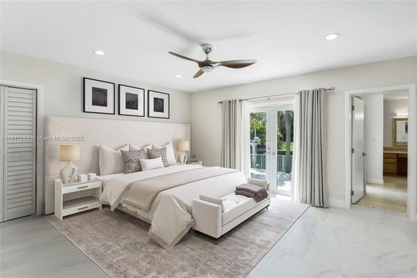 Bedroom, Interior, Marble, Recessed Lighting