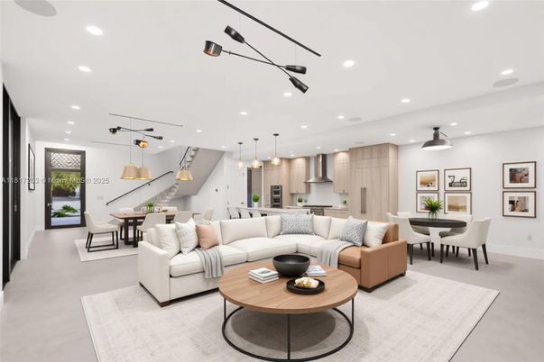 Dining room, Interior, Kitchen, Living room, Pendant Lights, Recessed Lighting, Stainless Steel Appliances