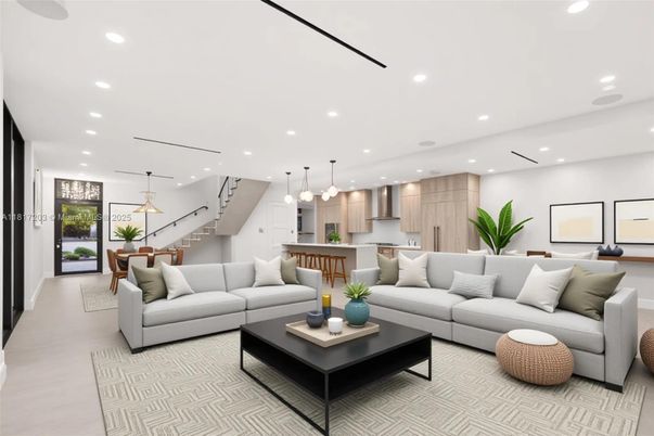 Dining room, Interior, Kitchen, Living room, Pendant Lights, Recessed Lighting, Stainless Steel Appliances