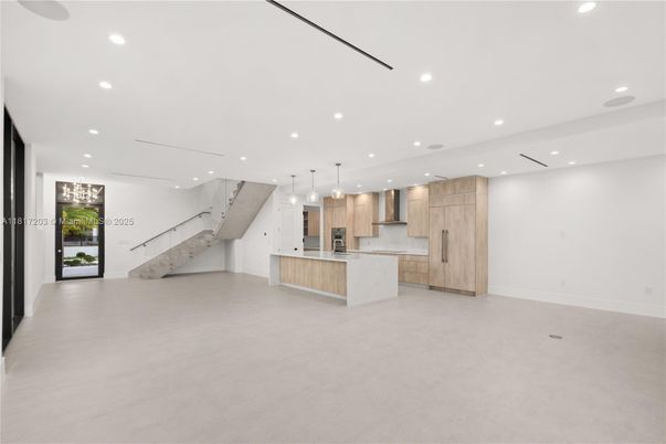 Empty room, Interior, Kitchen, Pendant Lights, Recessed Lighting