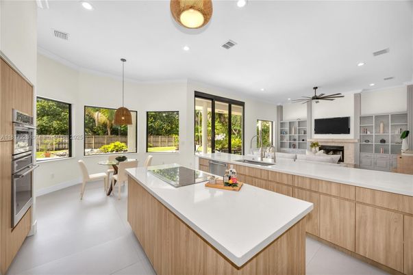 Dining room, Fireplace, Interior, Kitchen, Pendant Lights, Recessed Lighting