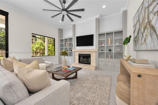 Fireplace, Interior, Living room, Recessed Lighting