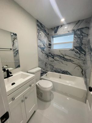 Bathroom, Interior, Marble Walls, Recessed Lighting