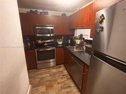 Interior, Kitchen, Stainless Steel Appliances, Wood Texture Flooring