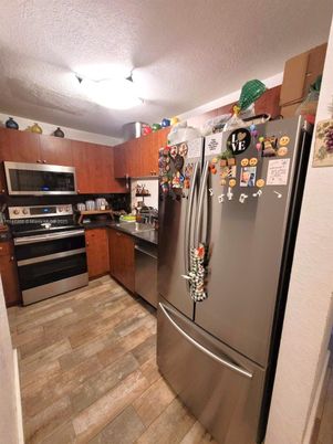 Interior, Kitchen, Stainless Steel Appliances, Wood Texture Flooring