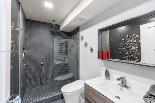 Bathroom, Glass Shower, Interior, Recessed Lighting