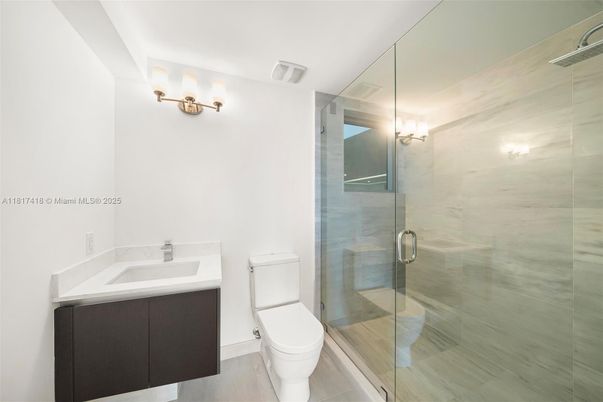 Bathroom, Glass Shower, Interior, Wood Texture Flooring
