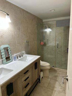 Bathroom, Glass Shower, Interior, Recessed Lighting