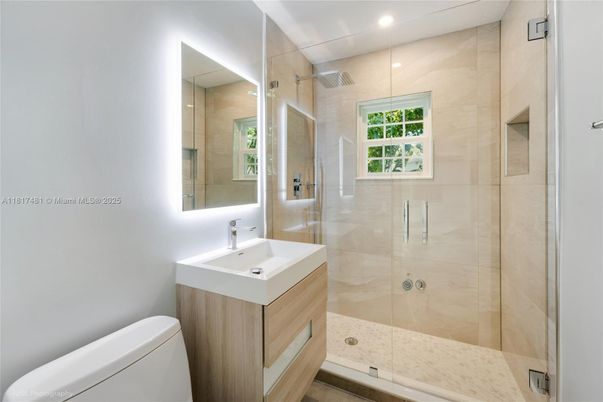 Bathroom, Glass Shower, Interior, Recessed Lighting