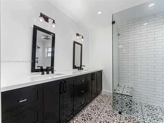 Bathroom, Dual Sink Vanities, Glass Shower, Interior, Recessed Lighting