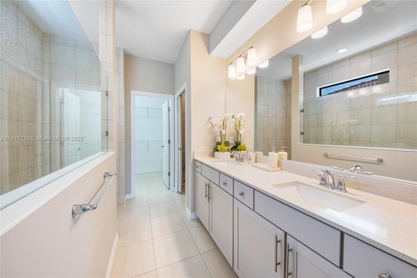 Bathroom, Dual Sink Vanities, Glass Shower, Interior, Recessed Lighting