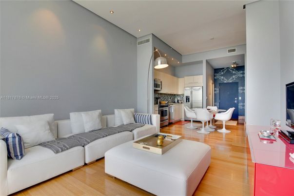 Dining room, Interior, Kitchen, Living room, Pendant Lights, Recessed Lighting, Stainless Steel Appliances, Wood Texture Flooring