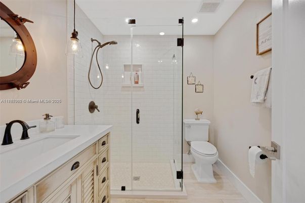 Bathroom, Glass Shower, Interior, Recessed Lighting