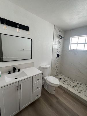 Bathroom, Interior, Marble Walls, Wood Texture Flooring