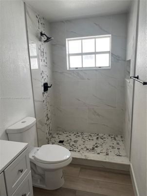 Bathroom, Interior, Marble Walls, Wood Texture Flooring