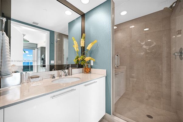 Bathroom, Glass Shower, Interior, Recessed Lighting