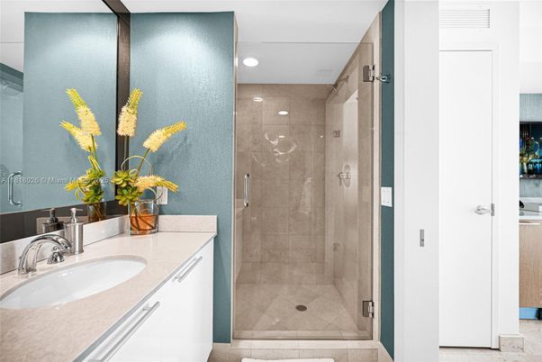 Bathroom, Glass Shower, Interior, Recessed Lighting