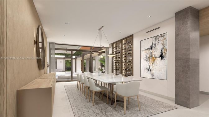 Dining room, Interior, Pendant Lights, Recessed Lighting, Wine Storage