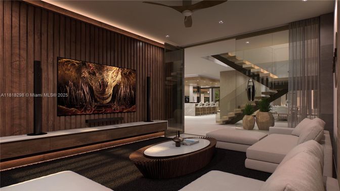 Interior, Projection Screen, Recessed Lighting, Theatre Room