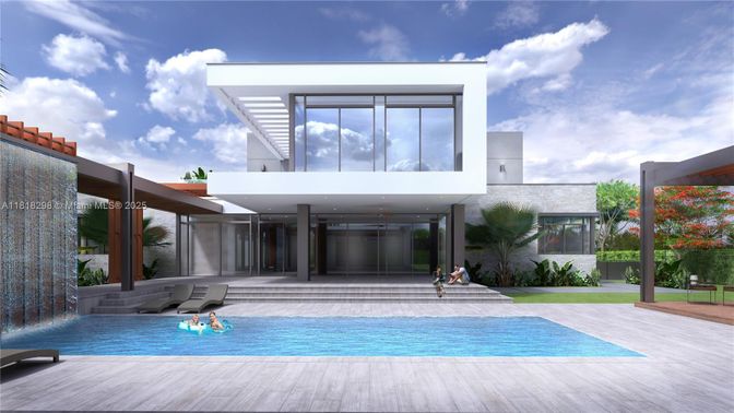 Backyard, Exterior, Facade, Pool, Modern