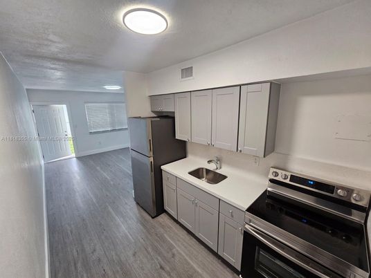 Interior, Kitchen, Stainless Steel Appliances, Wood Texture Flooring