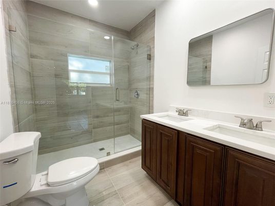 Bathroom, Dual Sink Vanities, Glass Shower, Interior, Recessed Lighting
