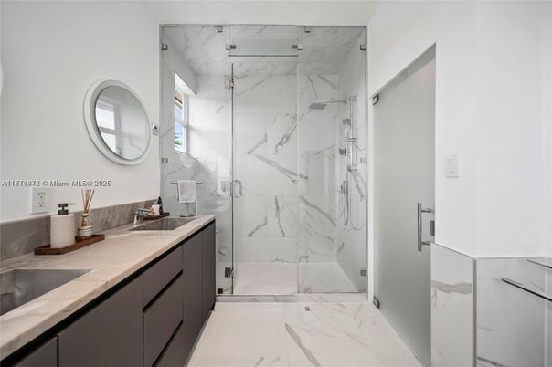 Bathroom, Glass Shower, Interior, Marble, Marble Walls