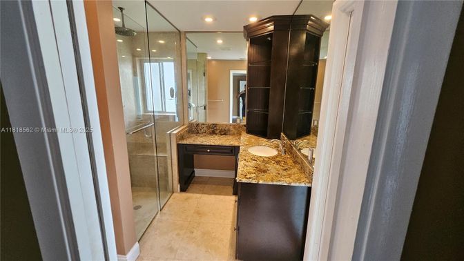 Bathroom, Glass Shower, Interior, Recessed Lighting