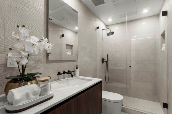 Bathroom, Glass Shower, Interior, Recessed Lighting