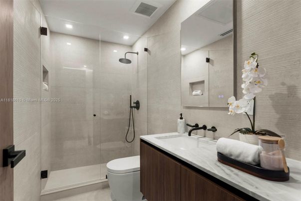Bathroom, Glass Shower, Interior, Recessed Lighting