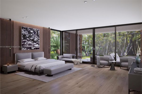 Bedroom, Interior, Recessed Lighting, Wood Texture Flooring, Wooden Walls