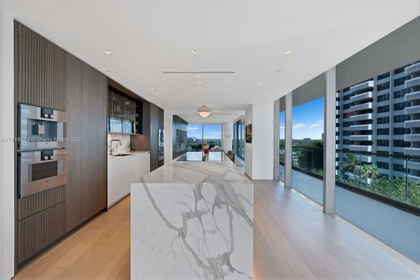 Interior, Kitchen, Recessed Lighting, Stainless Steel Appliances, Water, Wood Texture Flooring