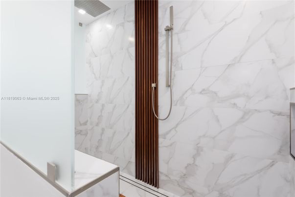 Bathroom, Glass Shower, Interior, Marble Walls