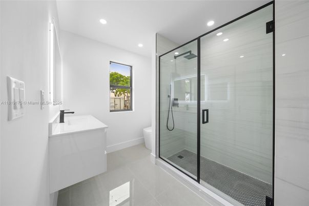 Bathroom, Glass Shower, Interior, Recessed Lighting