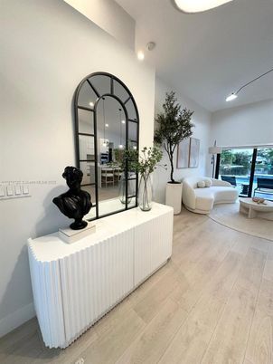 Interior, Living room, Recessed Lighting, Stainless Steel Appliances, Water, Wood Texture Flooring