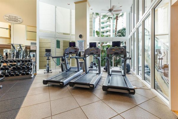 Fitness Equipment, Gym, Interior, Recessed Lighting